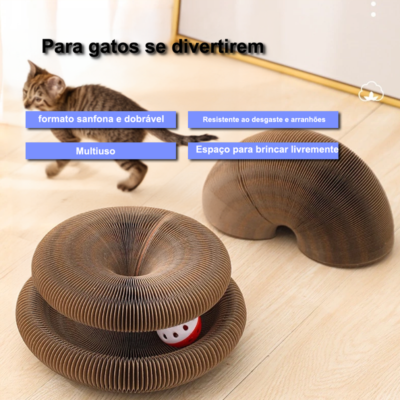 MagicPaws - Brinquedo Para Gato Arranhador Papel Sanfonado Dobrável Com Bola