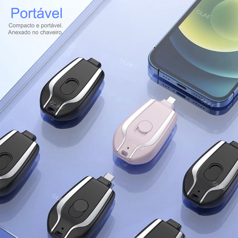 Carregador Portátil de Chaveiro Compatível com Android e Iphone