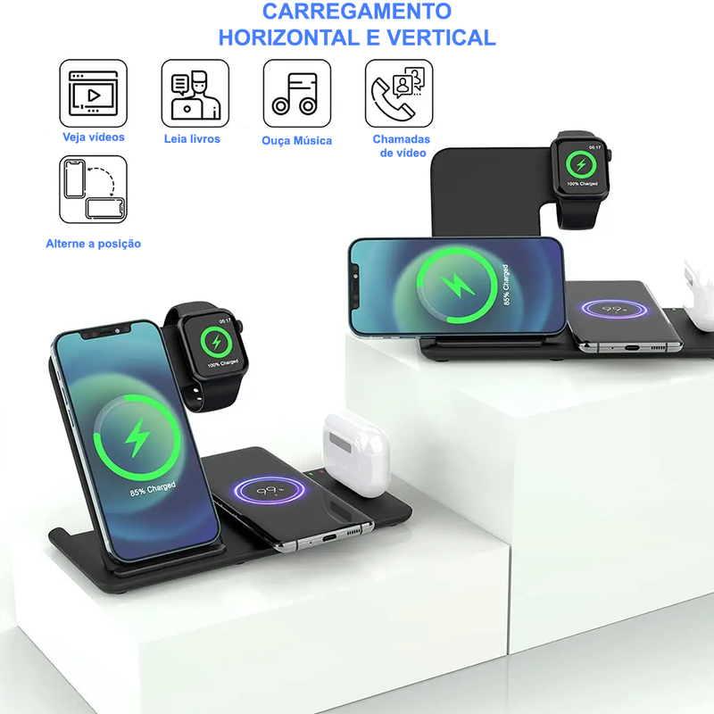 4 em 1 - Estação de Carregamento por Indução  de 30W