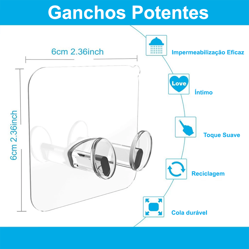 Suporte/Gancho Adesivo para Parede Cozinha - Banheiro - Casa