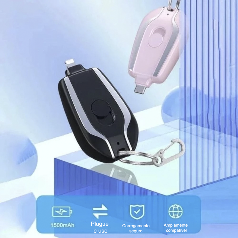 Carregador Portátil de Chaveiro Compatível com Android e Iphone