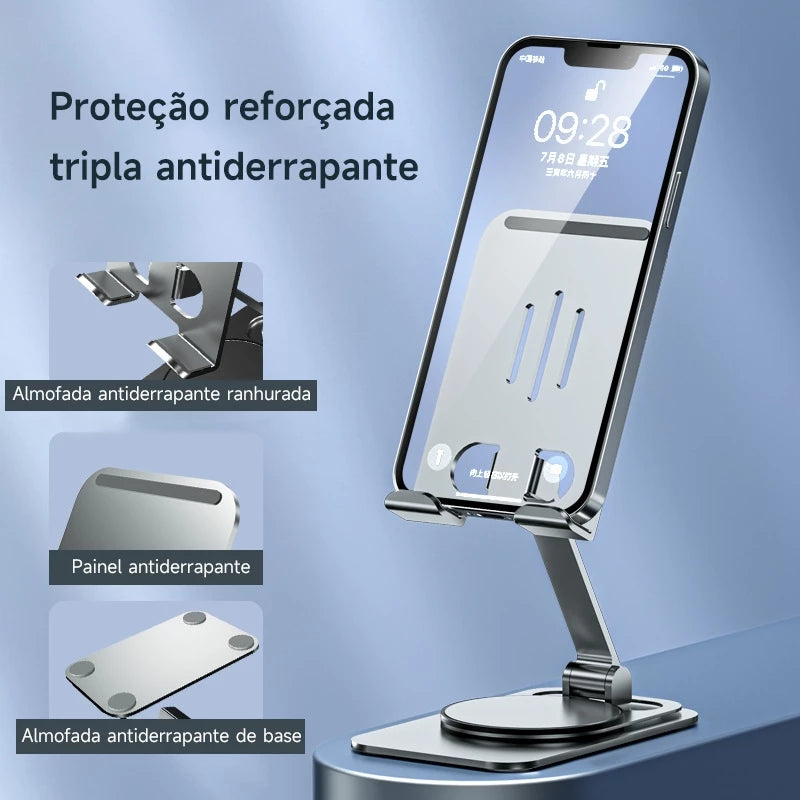 360º Suporte de Mesa Base Rotatória Ajustável  Para Smartphones e Tablets