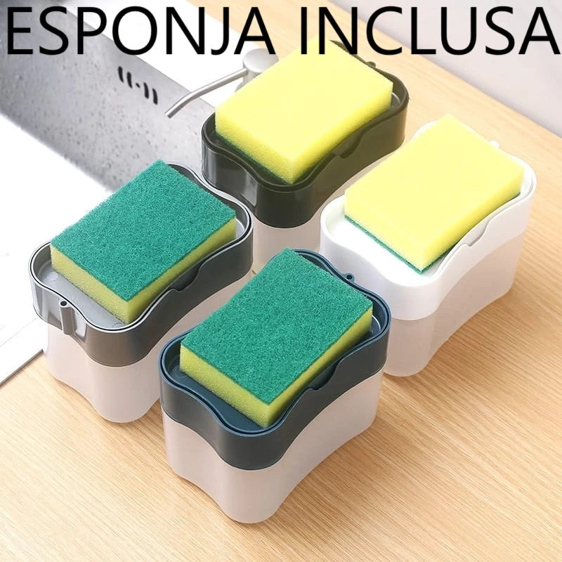 2 em 1 Dispenser - Porta Detergente Sabão 2 em 1 Suporte para Esponja 600ml